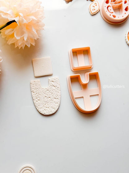 Geometric U-Shape Earring Cutter Set Includes 23 mm Square Top + 45 mm U Base