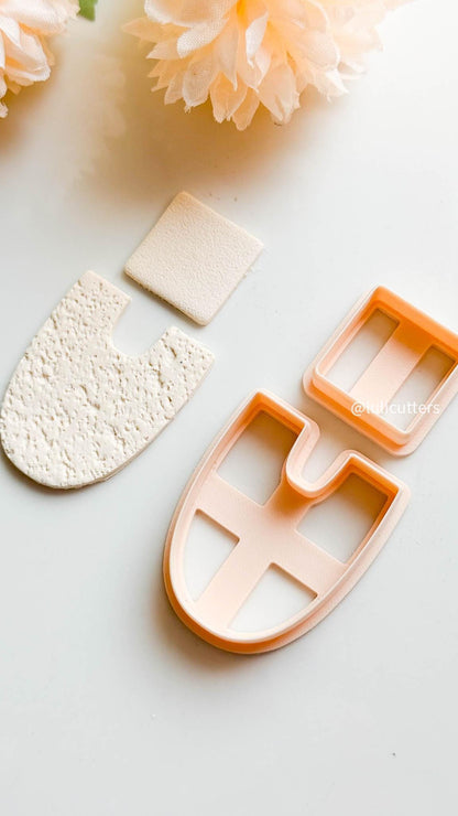 Geometric U-Shape Earring Cutter Set Includes 23 mm Square Top + 45 mm U Base