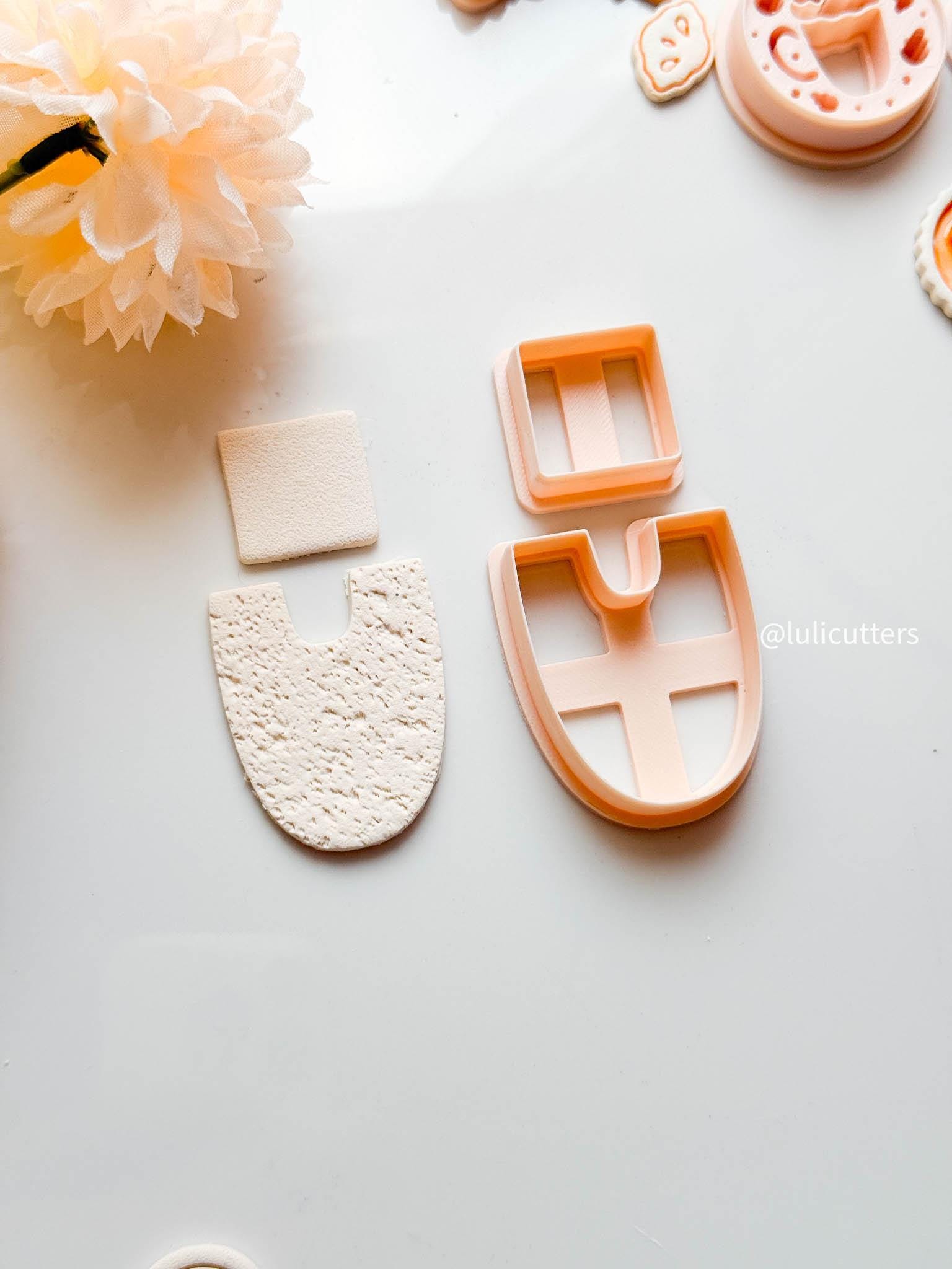 Geometric U-Shape Earring Cutter Set Includes 23 mm Square Top + 45 mm U Base