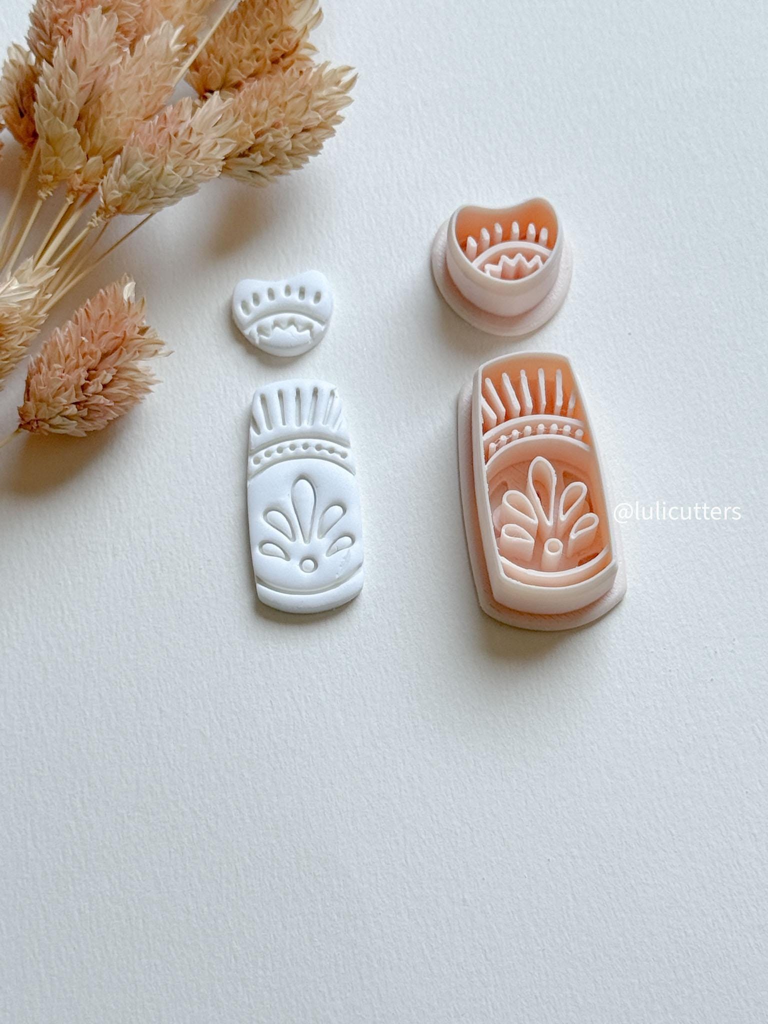 Boho Sunburst Clay Earring Cutter Set Includes Base + Mini Topper