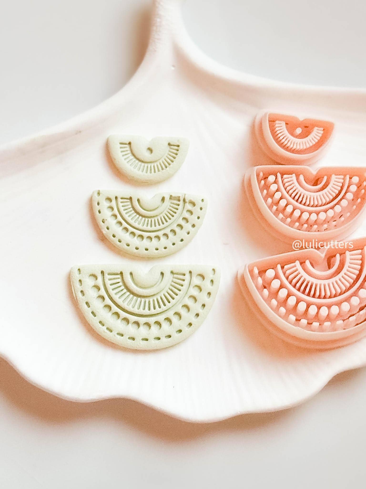 Boho Sunburst Semi-Circle Clay Cutter Set Bold Imprint Earring Design - 3 pieces