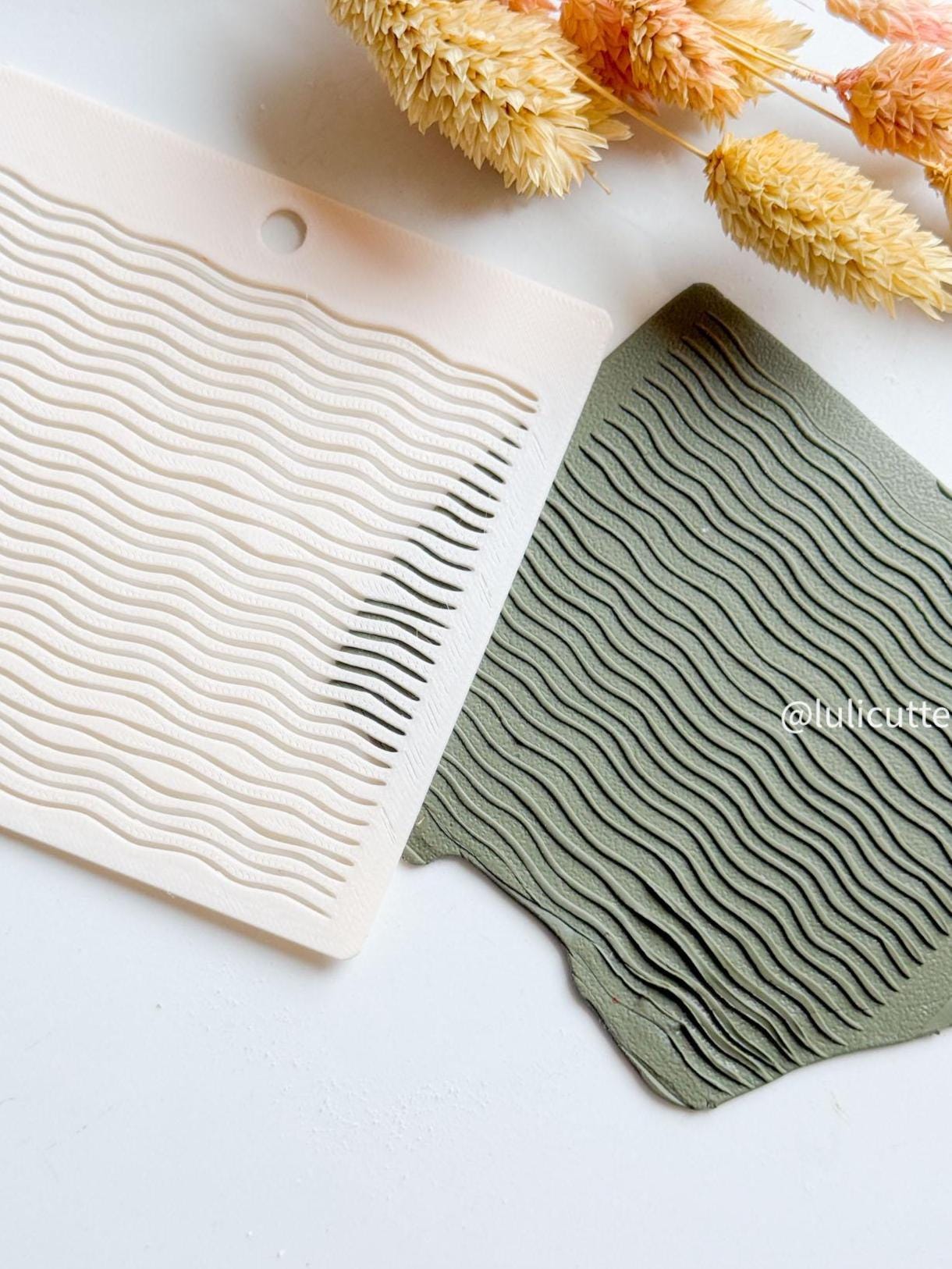 Wavy Stripe Polymer Clay Stencil: Flowing Line Texture Template