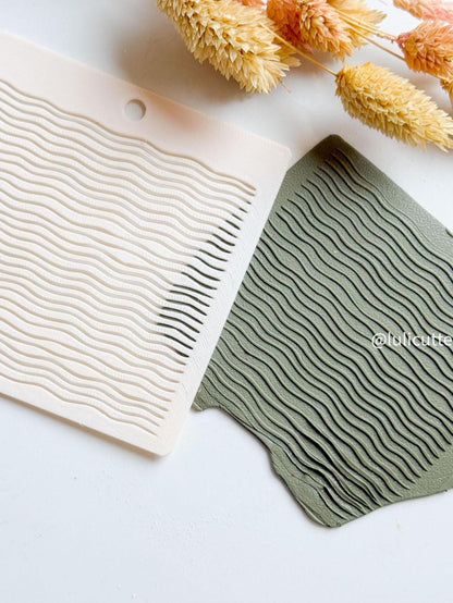 Wavy Stripe Polymer Clay Stencil: Flowing Line Texture Template