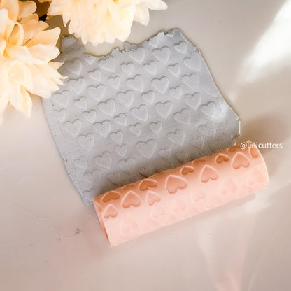 Mini Hearts Texture Roller for Polymer Clay Embossed Pattern Rolling Pin
