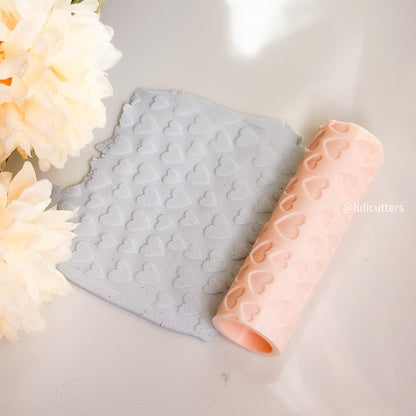 Mini Hearts Texture Roller for Polymer Clay Embossed Pattern Rolling Pin
