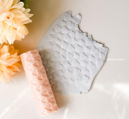 Mini Hearts Texture Roller for Polymer Clay Embossed Pattern Rolling Pin
