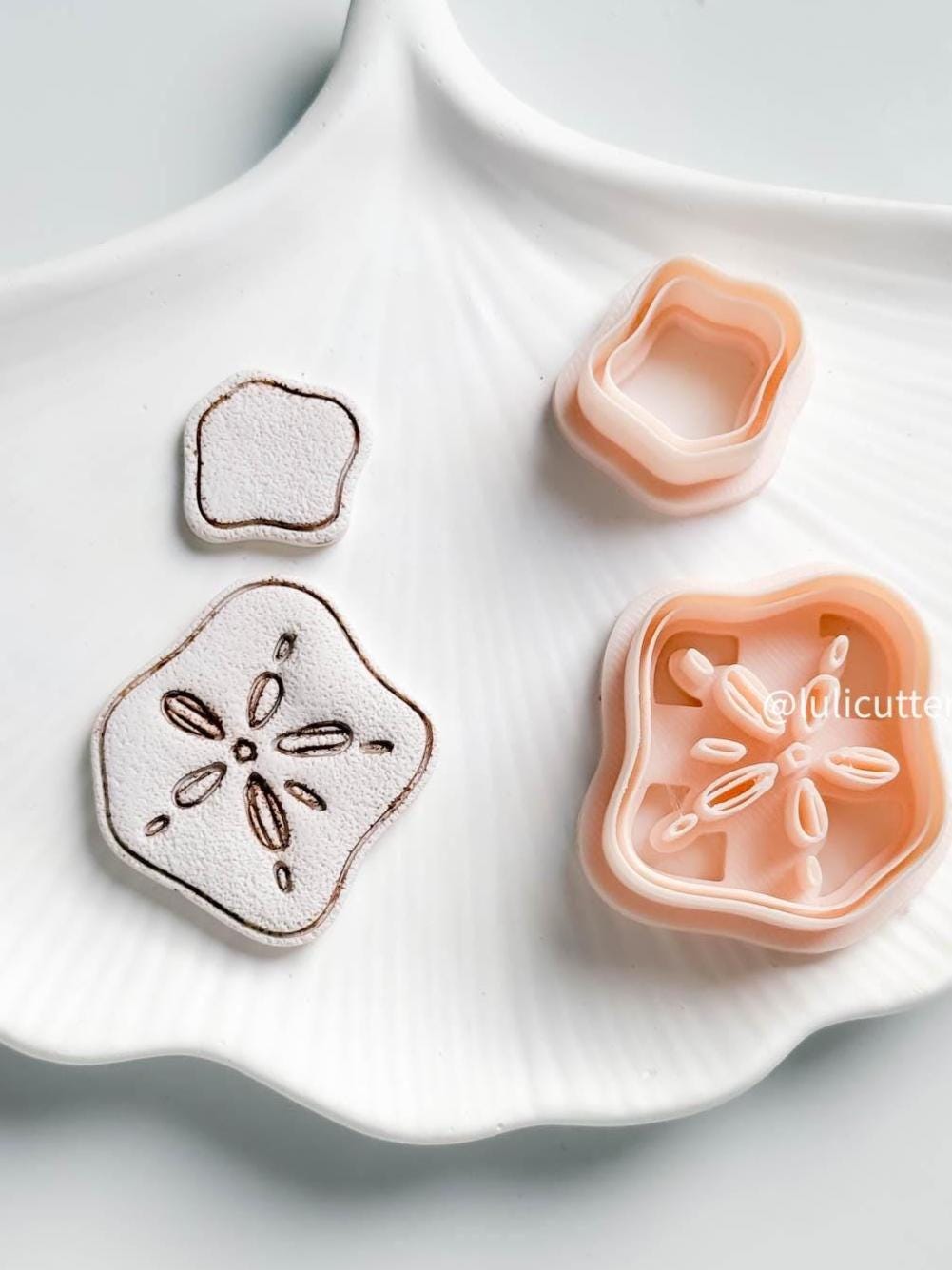 Sand Dollar Polymer Clay Cutter Set Ocean-Inspired Imprint Cutter for Beach Earrings - Organic shape