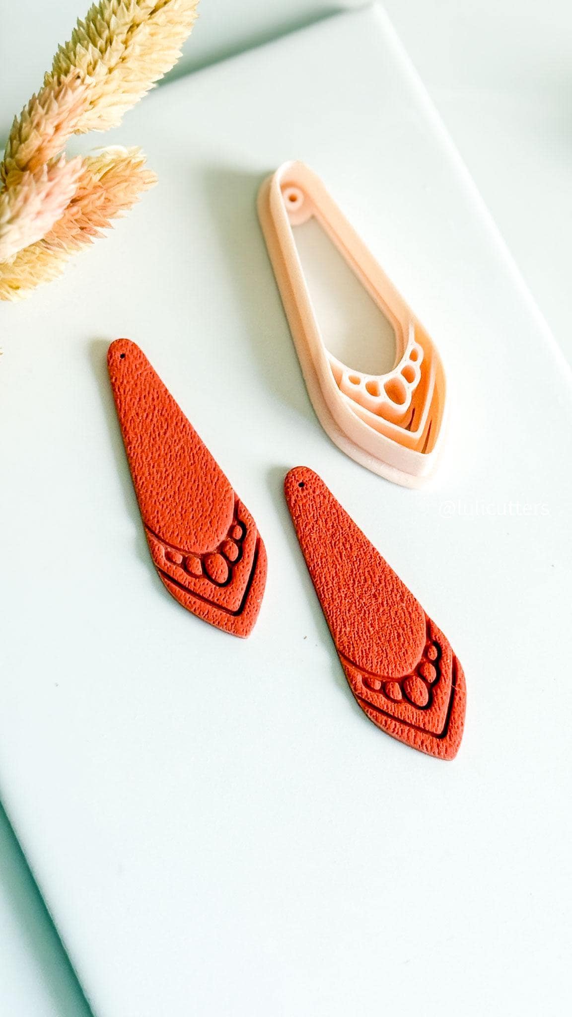Drop Clay Earring Cutter Layered Chevron Boho Design