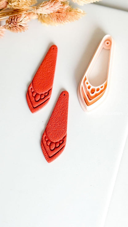 Drop Clay Earring Cutter Layered Chevron Boho Design