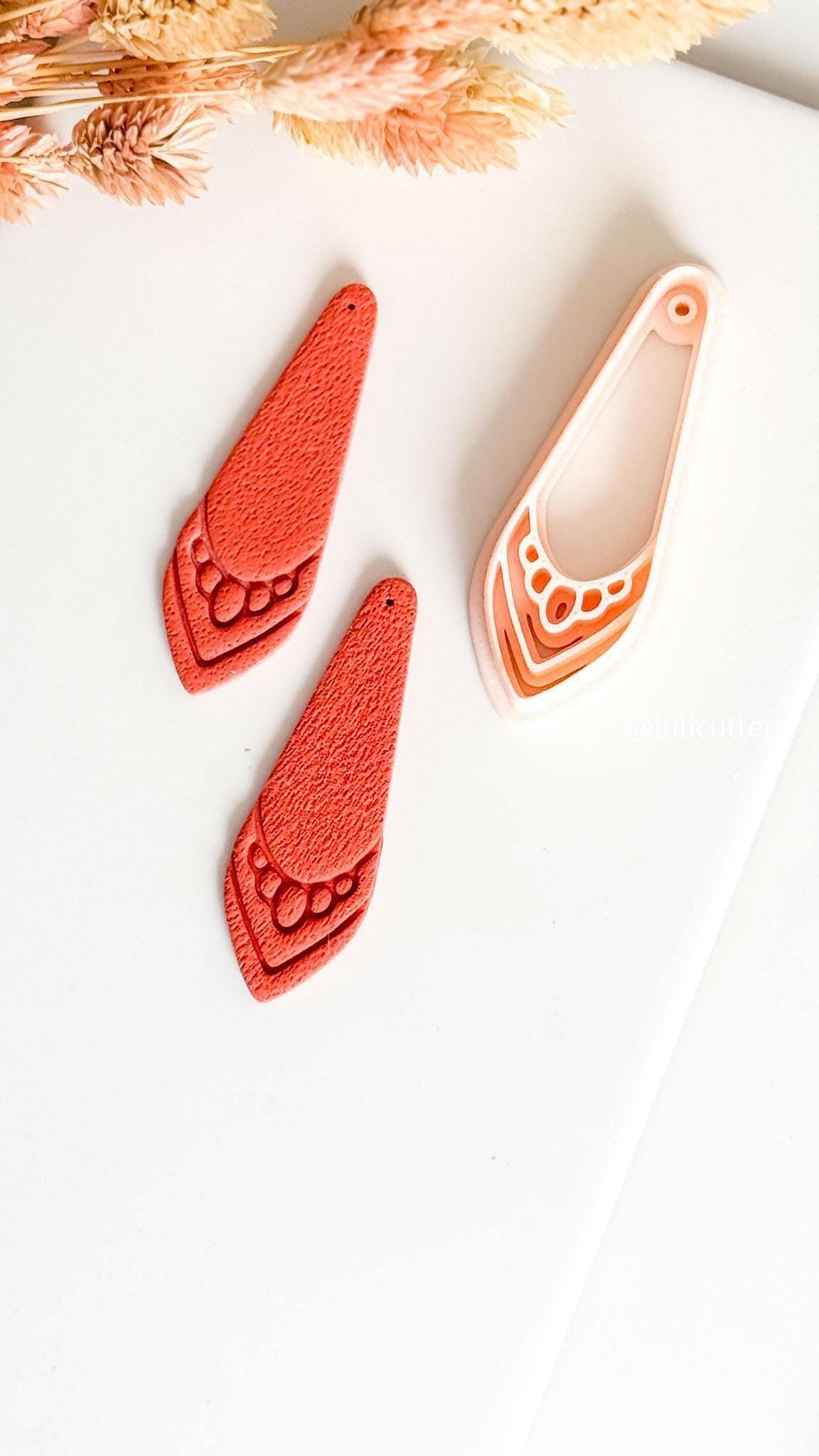 Drop Clay Earring Cutter Layered Chevron Boho Design