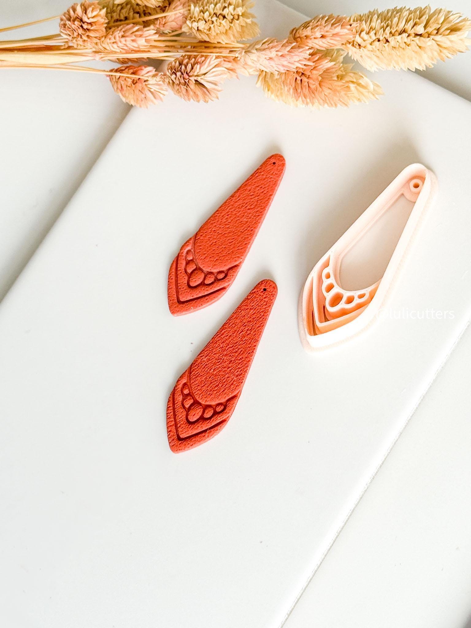 Drop Clay Earring Cutter Layered Chevron Boho Design