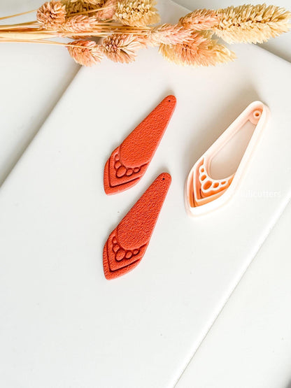 Drop Clay Earring Cutter Layered Chevron Boho Design