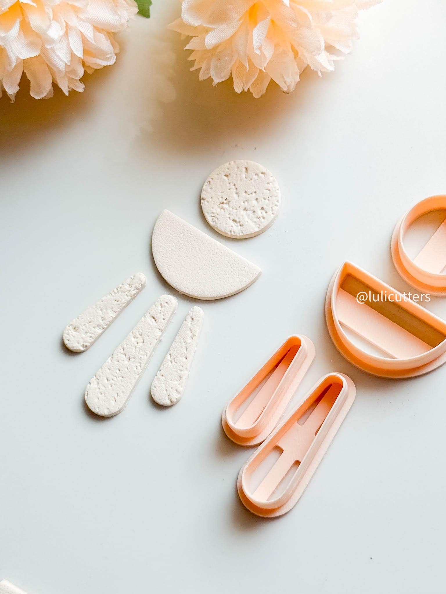 Geometric Clay Earring Cutter Set Includes Arch Drop + Circle + Half Moon Topper