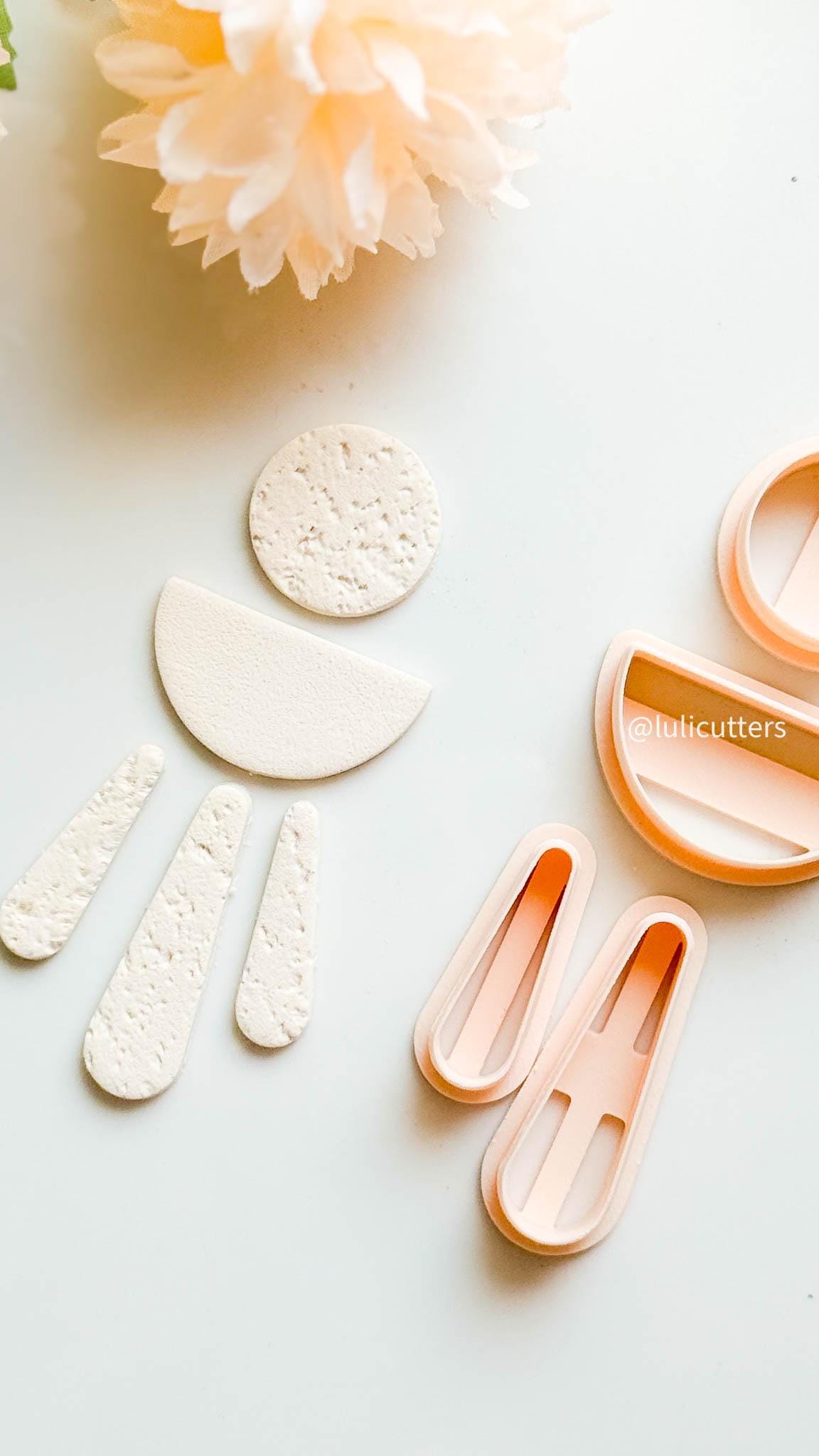 Geometric Clay Earring Cutter Set Includes Arch Drop + Circle + Half Moon Topper