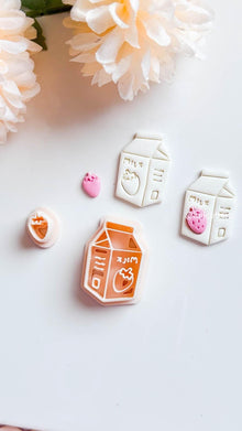 Strawberry Milk Carton Clay Cutter Layered Micro Strawberry Add-on