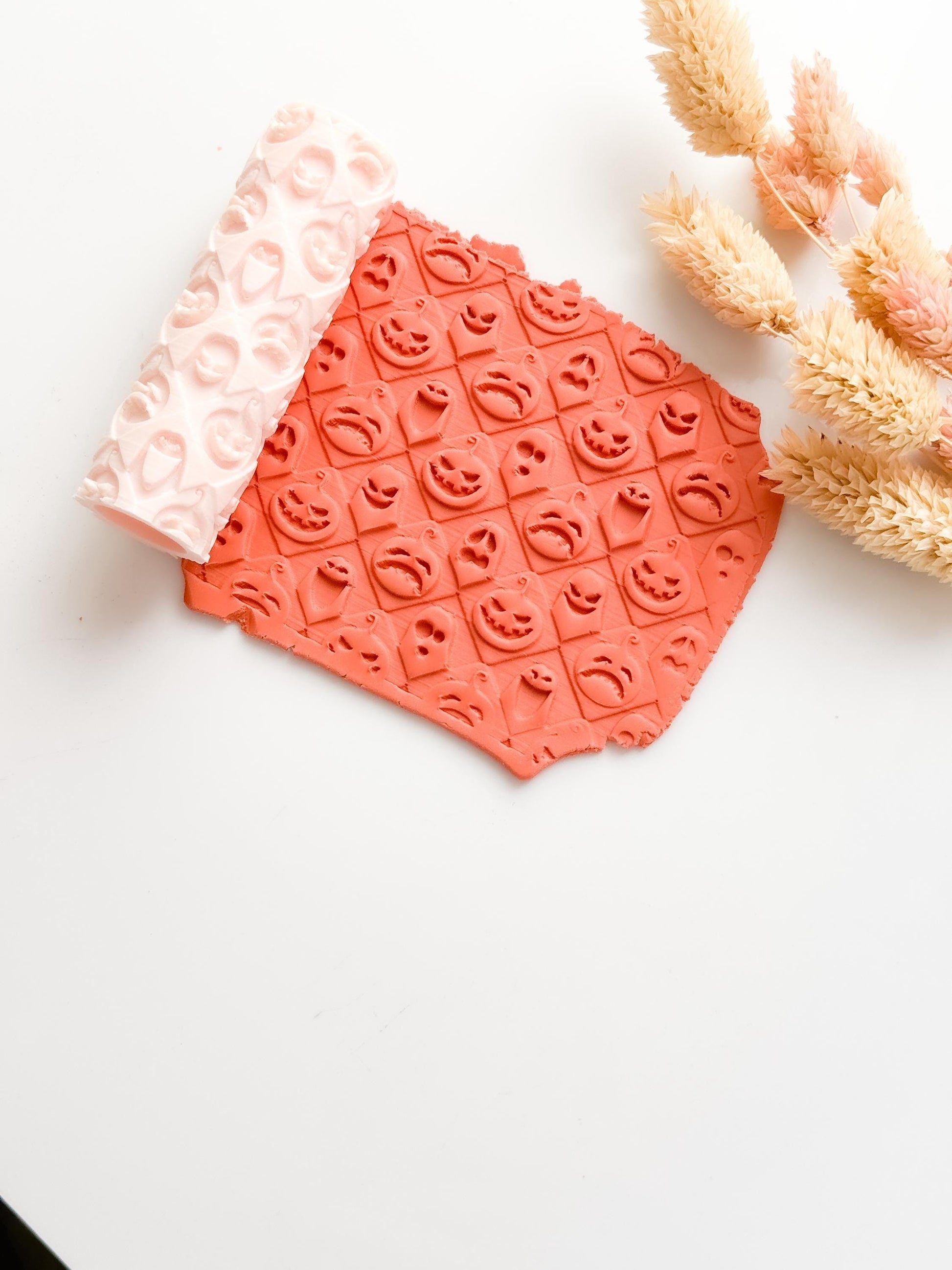 Halloween Jack-O'-Lantern & Ghost Emboss Clay Roller: Polymer Clay Jewelry Crafts