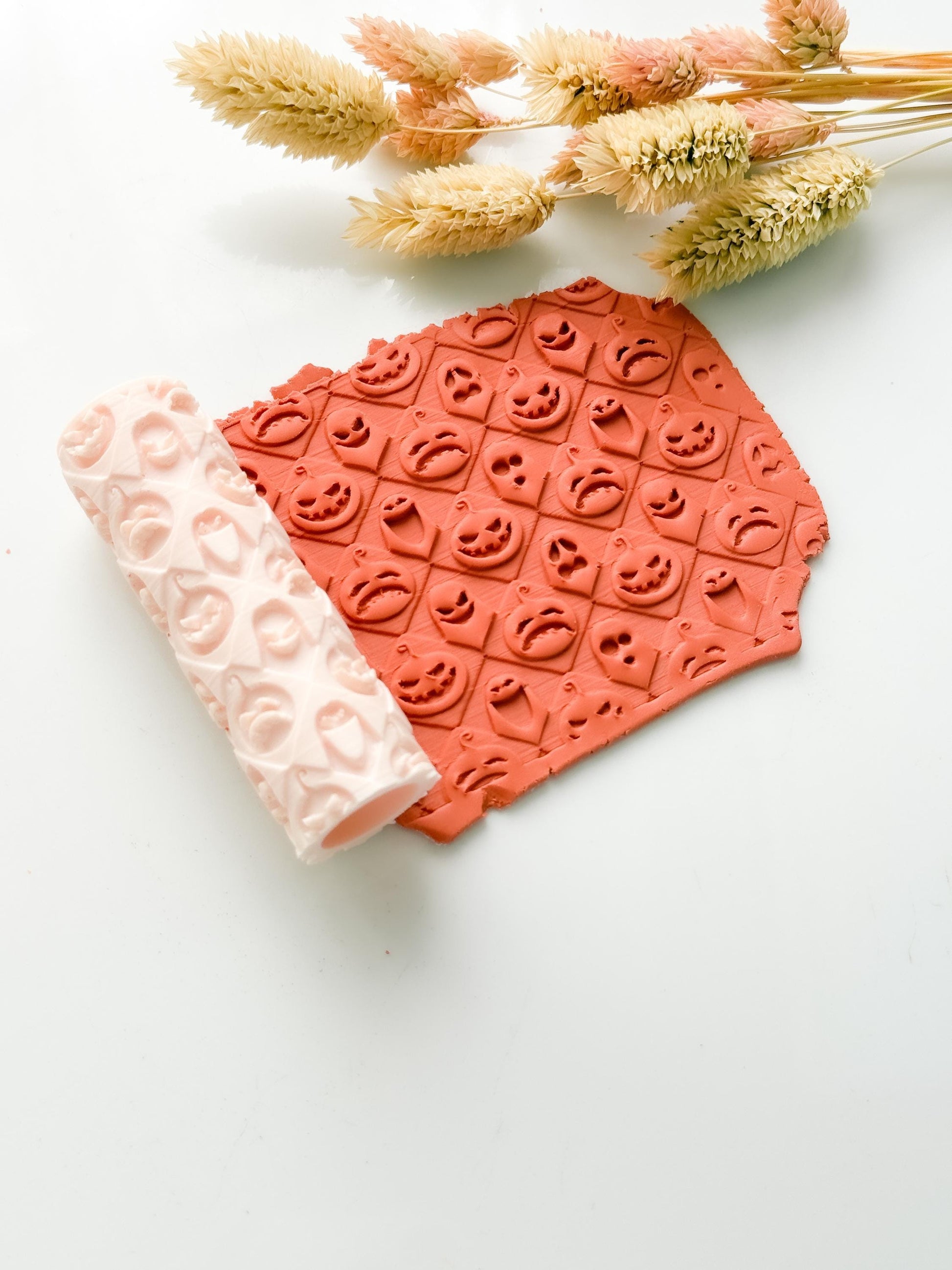 Halloween Jack-O'-Lantern & Ghost Emboss Clay Roller: Polymer Clay Jewelry Crafts