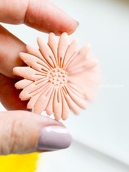 Daisy Clay Cutter: Floral Embossed Stamp for Polymer Clay Earrings (42mm)