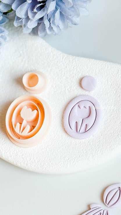 Tulip Flower Earring Cutter Set Includes 30 mm Base + 14 mm Top Circle