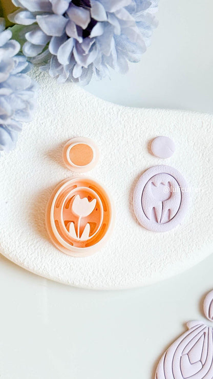 Tulip Flower Earring Cutter Set Includes 30 mm Base + 14 mm Top Circle