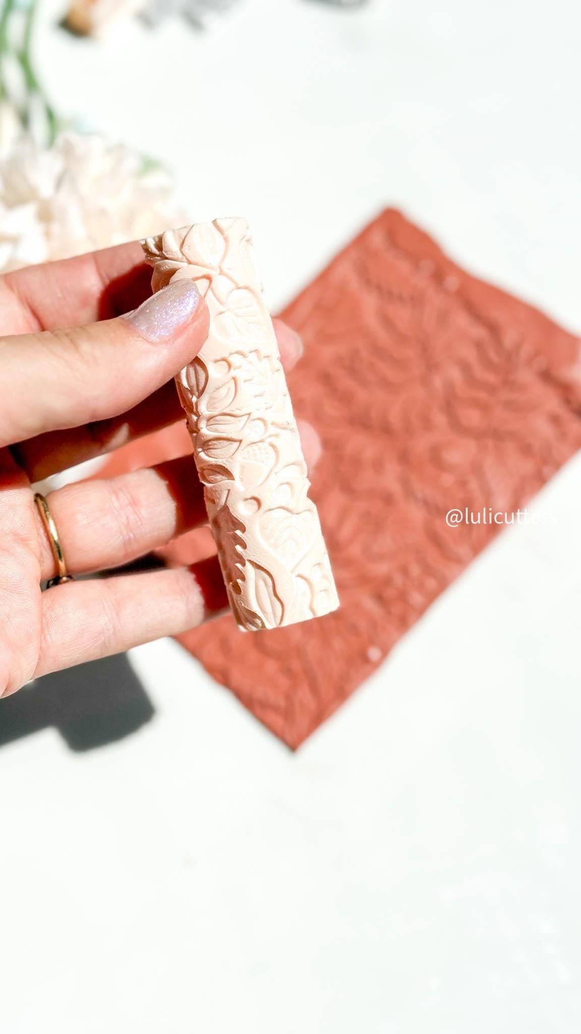 Autumn Floral Texture Roller: Polymer Clay Embossing Tool