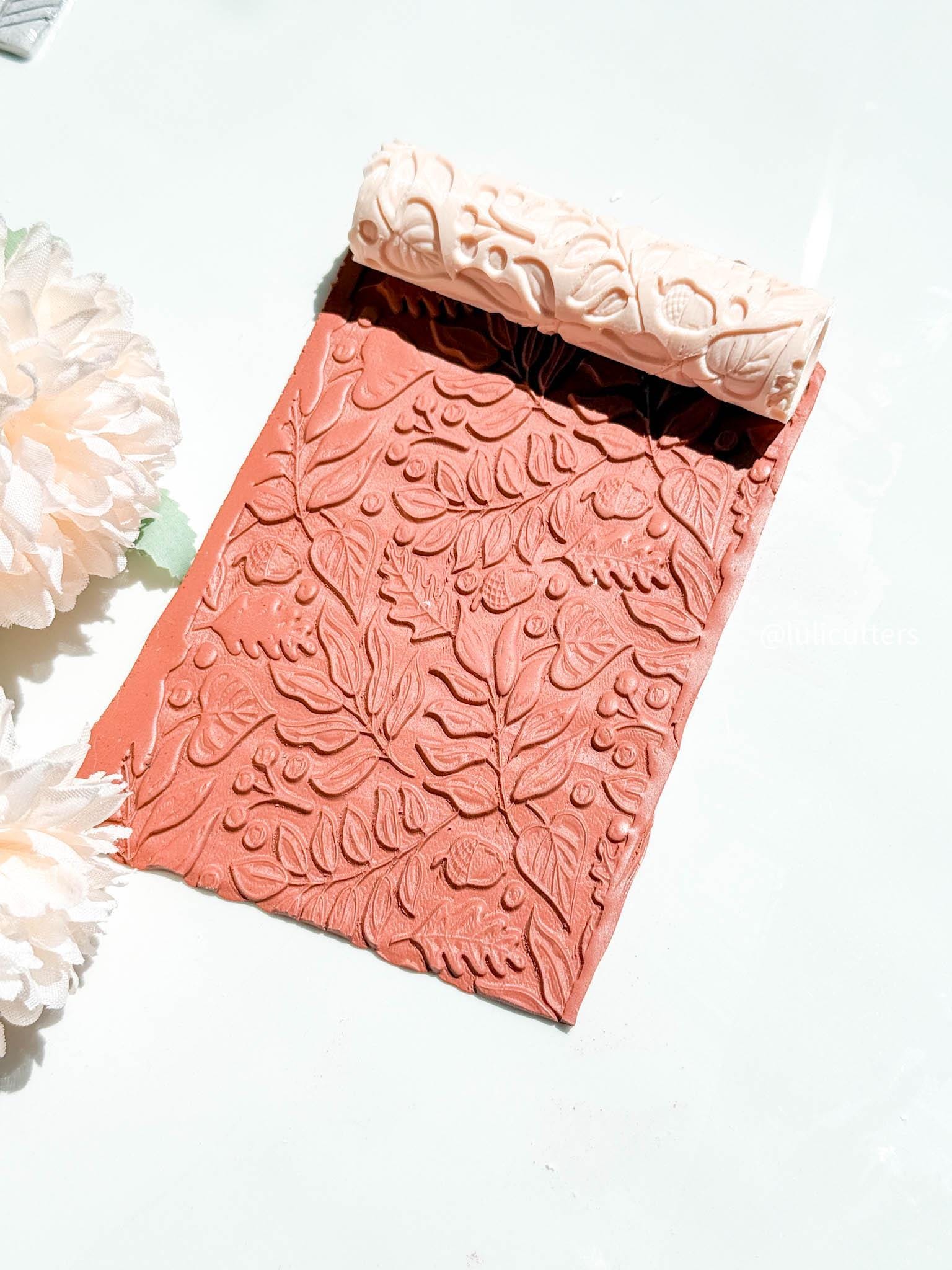 Autumn Floral Texture Roller: Polymer Clay Embossing Tool
