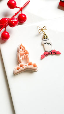Christmas Candle Clay Cutter – Bow Detail Holiday Polymer Clay Earring Shape