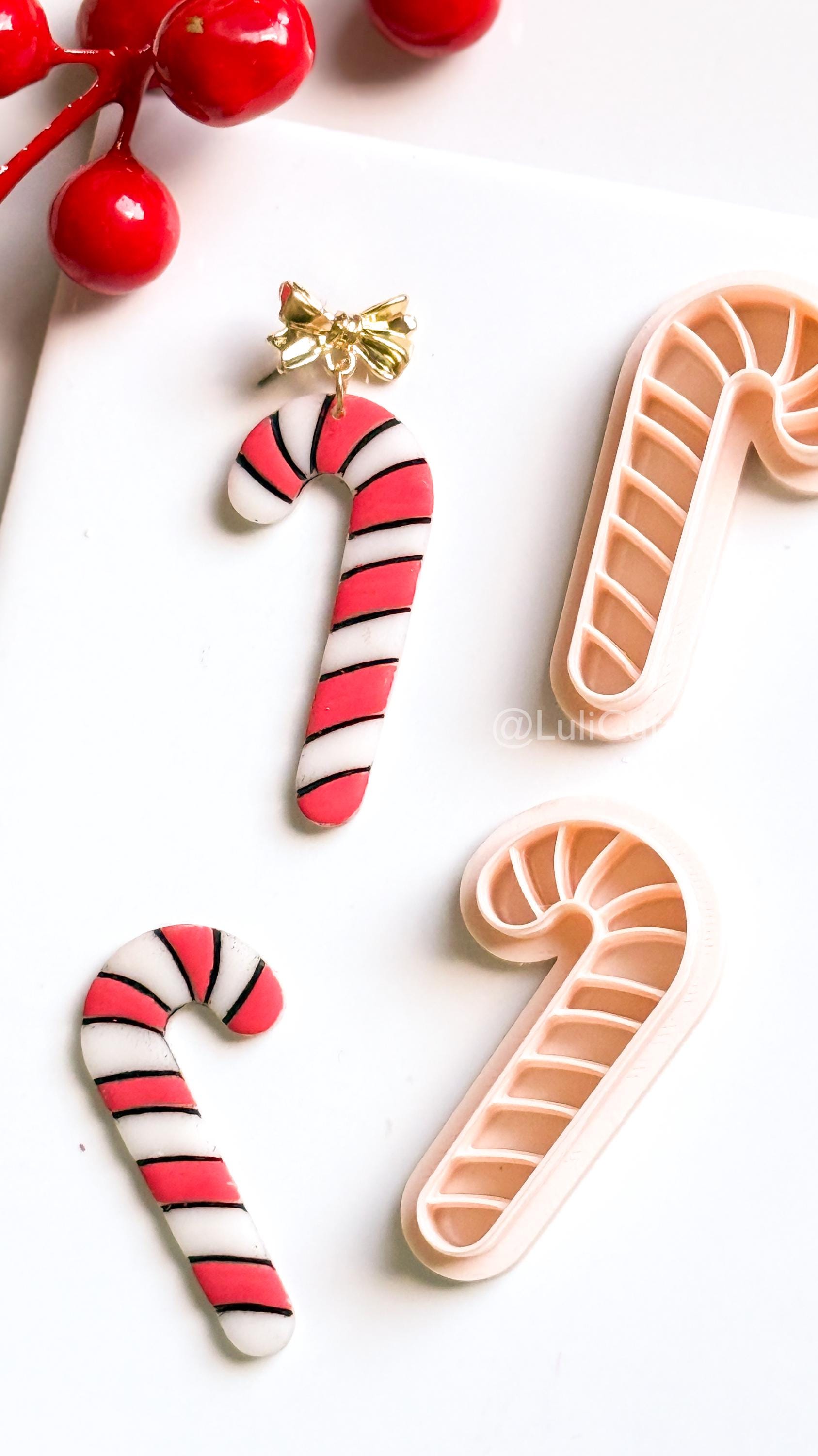 Candy Cane Clay Cutter: Christmas Earring & Charm Tool