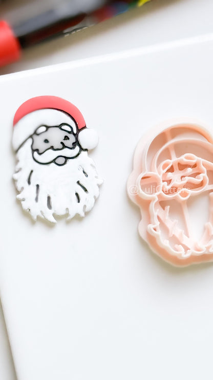 Santa Face Clay Cutter – Christmas Polymer Clay Tool for Festive Earrings & Charms