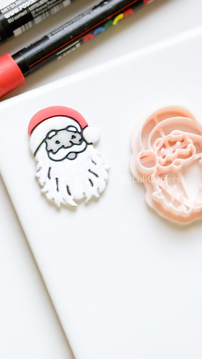 Santa Face Clay Cutter – Christmas Polymer Clay Tool for Festive Earrings & Charms