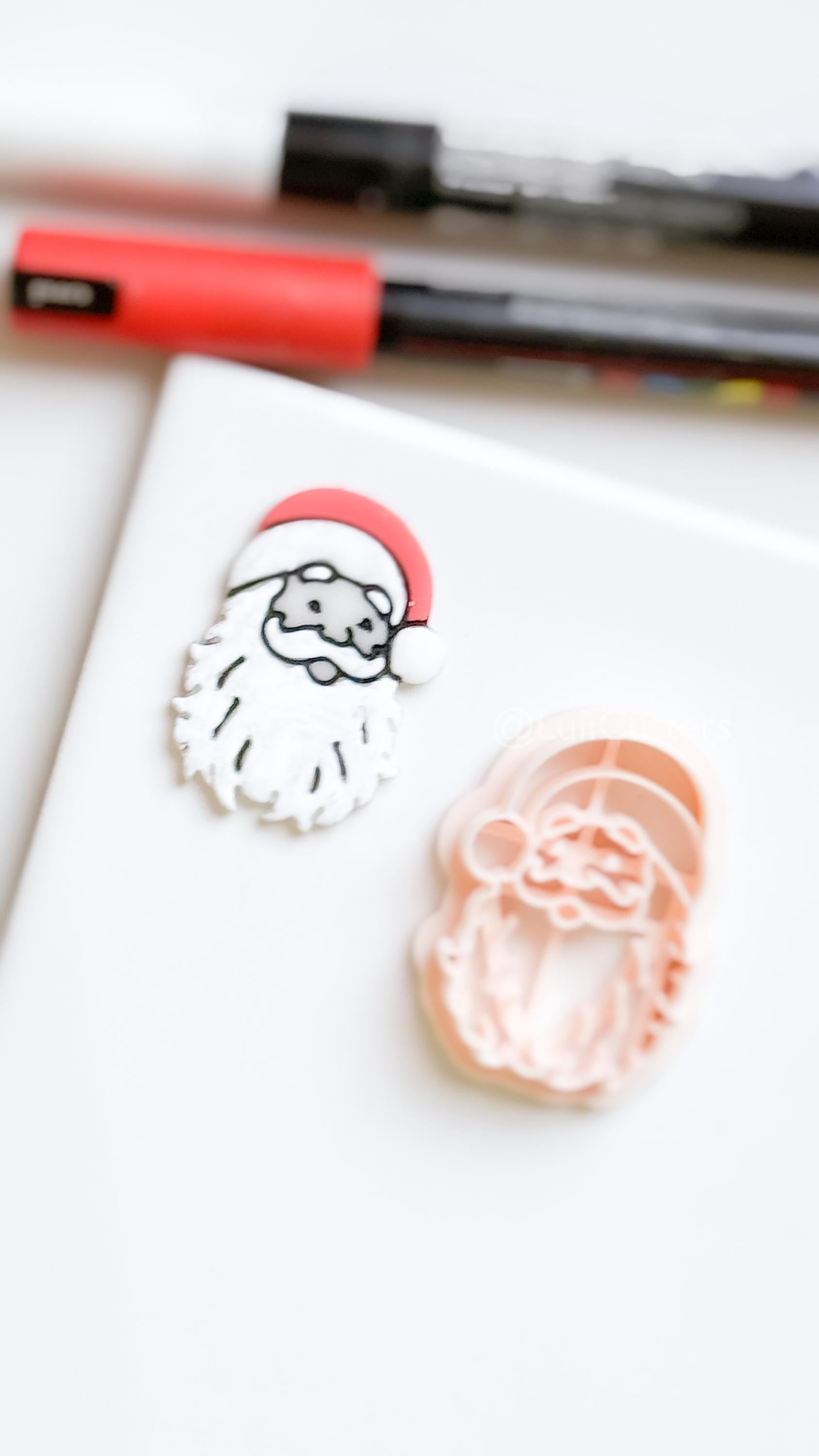 Santa Face Clay Cutter – Christmas Polymer Clay Tool for Festive Earrings & Charms