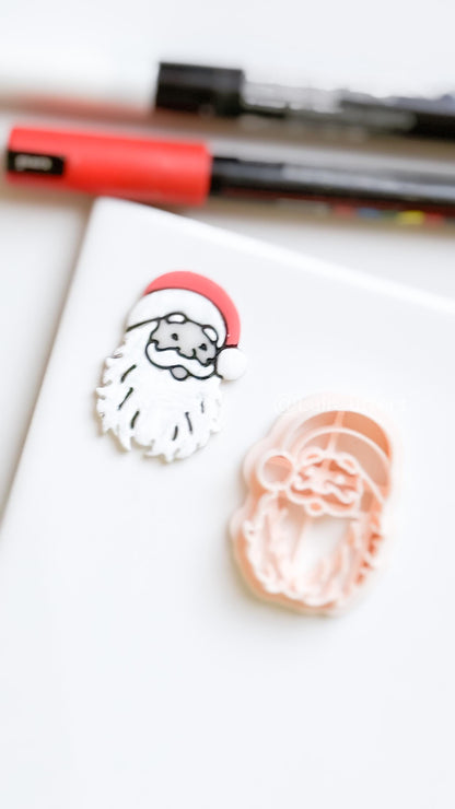 Santa Face Clay Cutter – Christmas Polymer Clay Tool for Festive Earrings & Charms