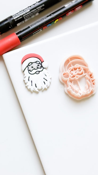 Santa Face Clay Cutter – Christmas Polymer Clay Tool for Festive Earrings & Charms