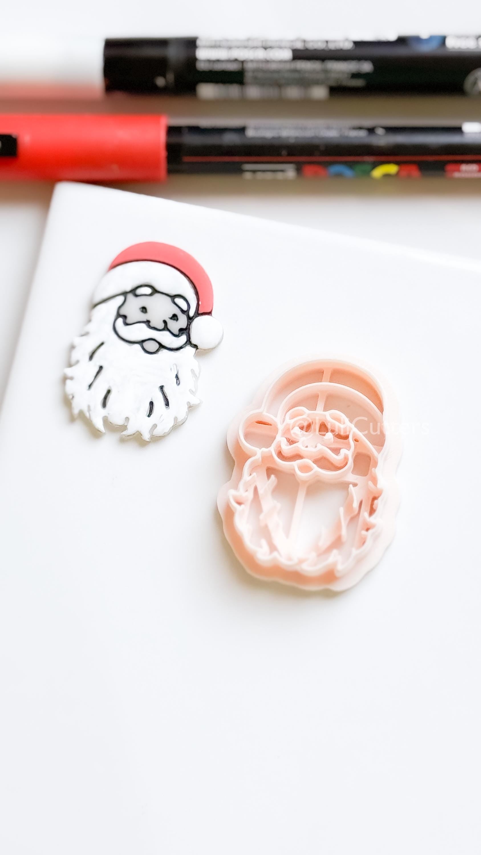 Santa Face Clay Cutter – Christmas Polymer Clay Tool for Festive Earrings & Charms