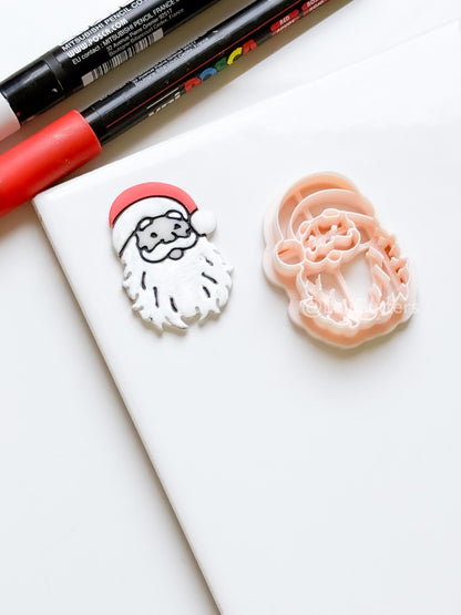 Santa Face Clay Cutter – Christmas Polymer Clay Tool for Festive Earrings & Charms