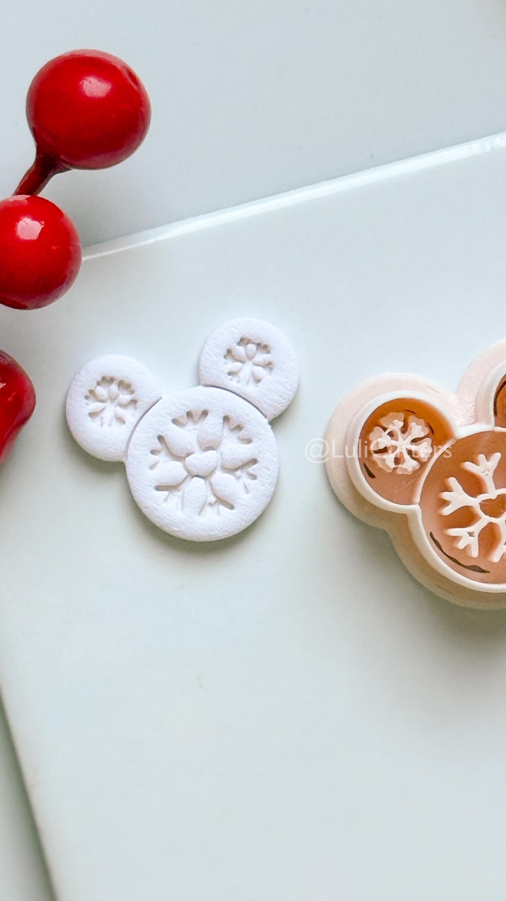 Snowflake Mouse Clay Cutter – Christmas Polymer Clay Earring or Ornament Shape