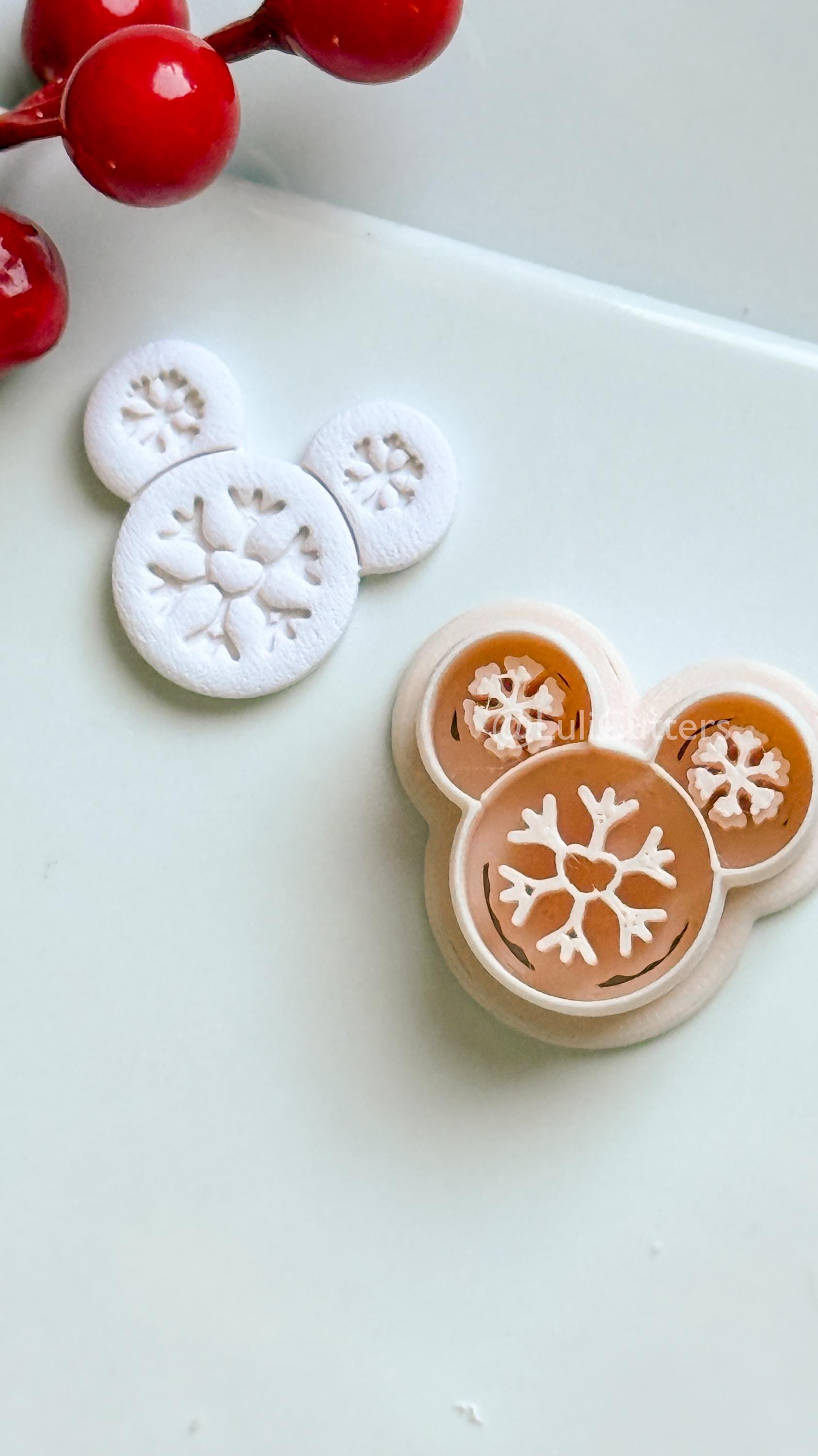 Snowflake Mouse Clay Cutter – Christmas Polymer Clay Earring or Ornament Shape