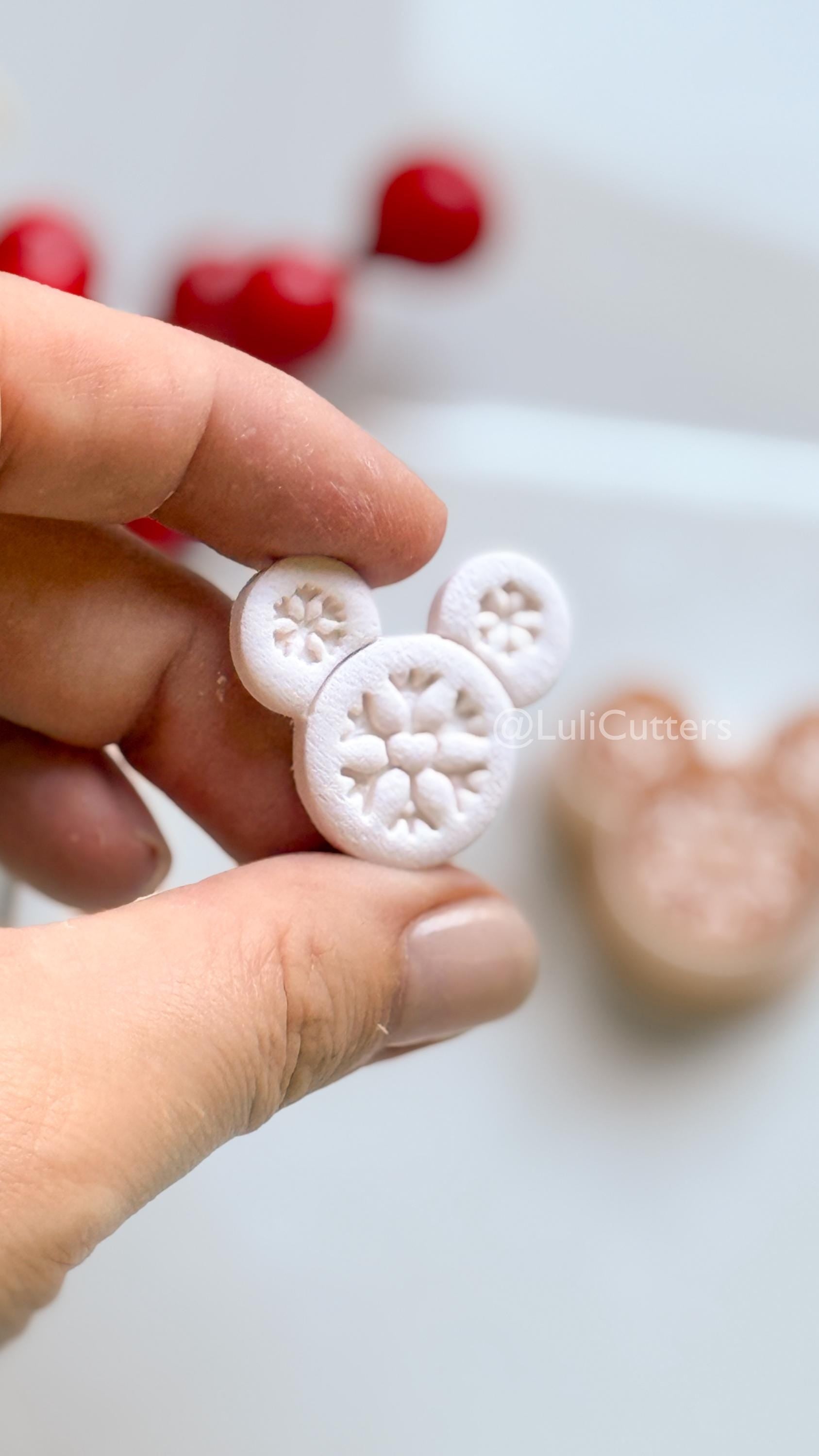 Snowflake Mouse Clay Cutter – Christmas Polymer Clay Earring or Ornament Shape