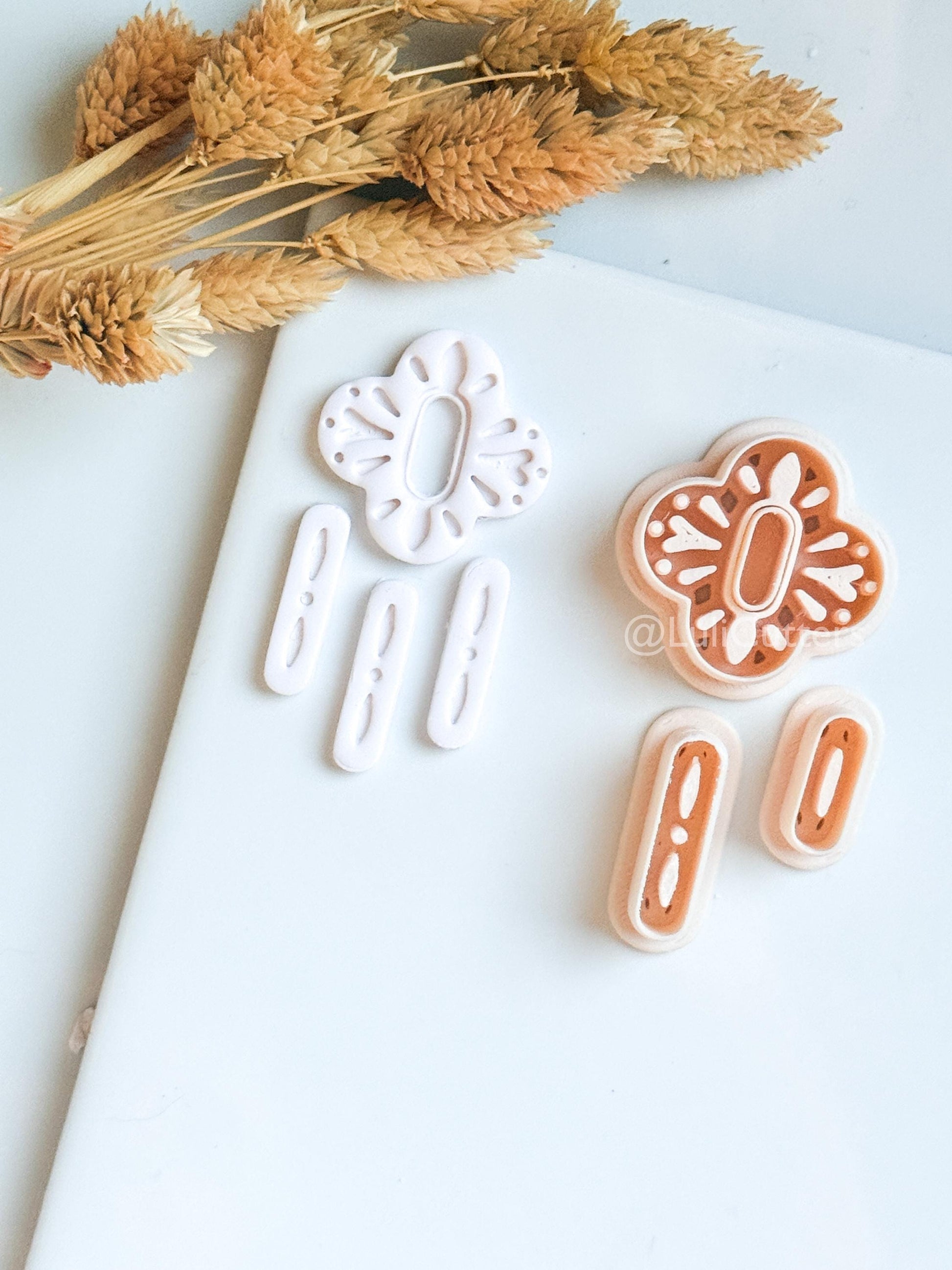 Folk Art Floral Clay Cutter Set – Nordic-Inspired Polymer Clay Earring Cutters