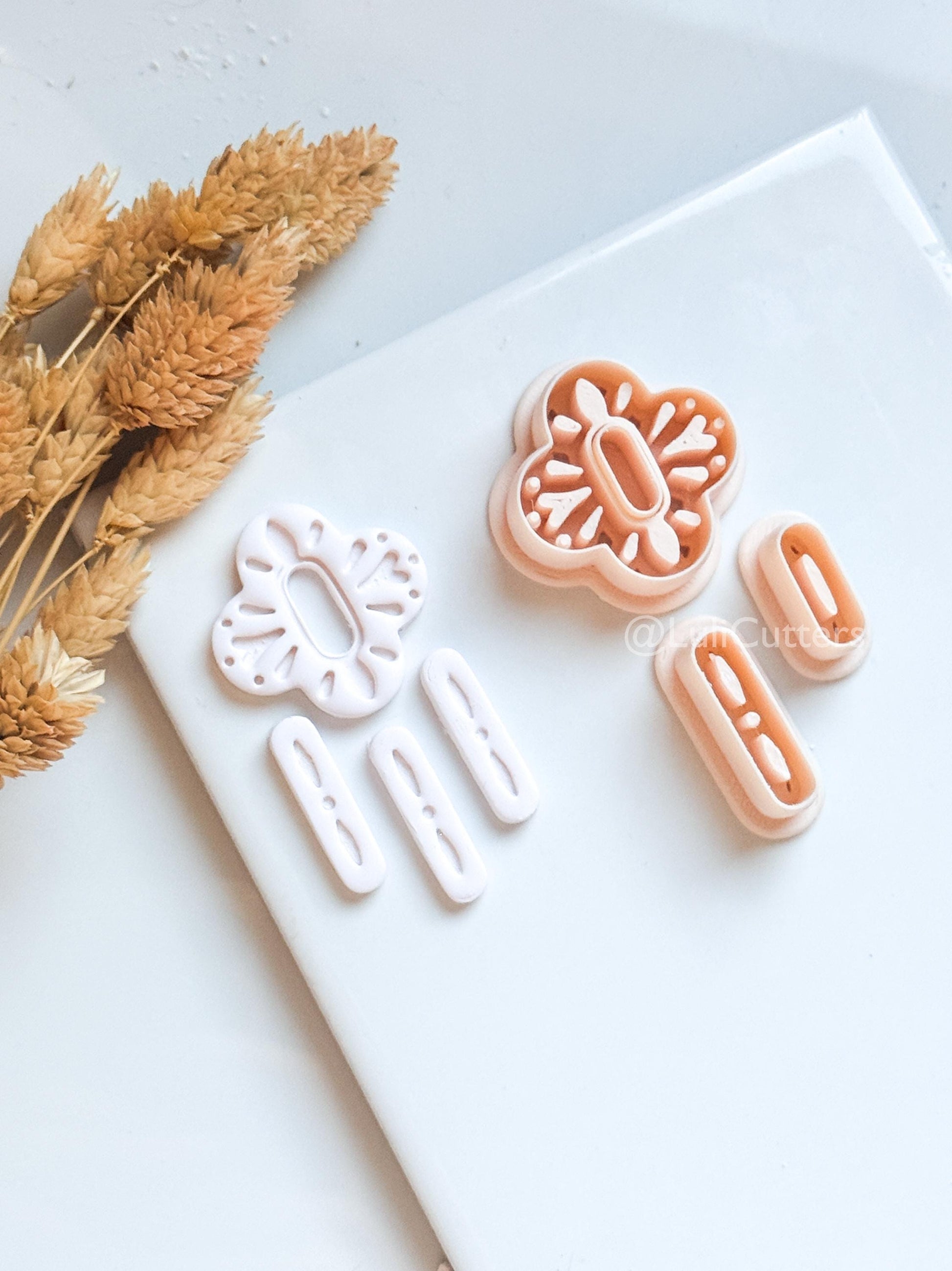 Folk Art Floral Clay Cutter Set – Nordic-Inspired Polymer Clay Earring Cutters