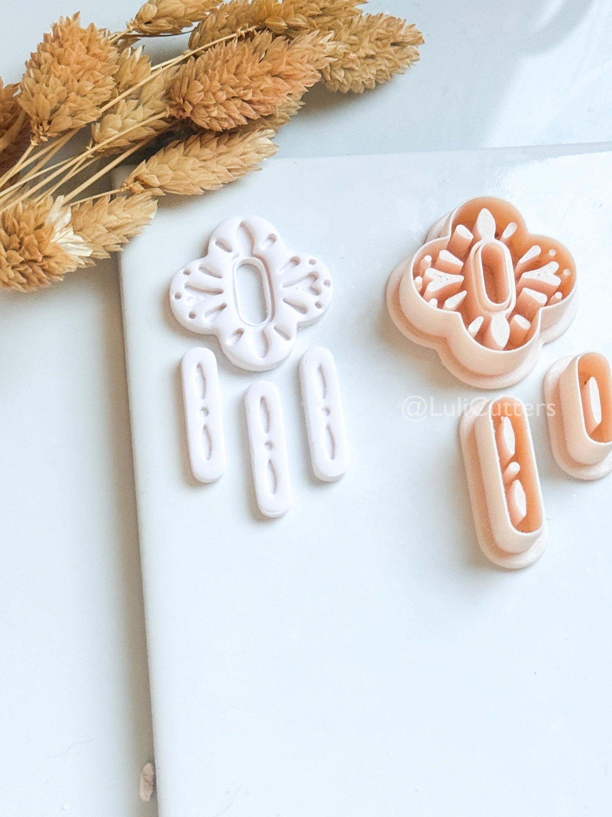 Folk Art Floral Clay Cutter Set – Nordic-Inspired Polymer Clay Earring Cutters