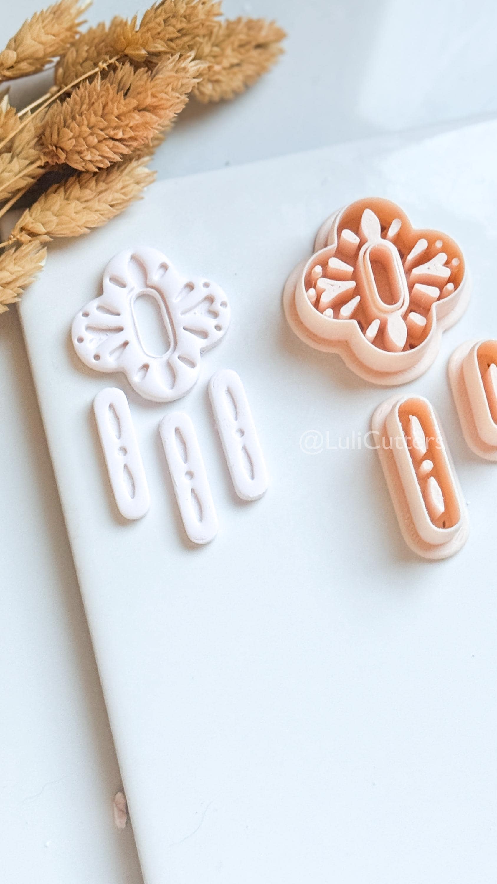 Folk Art Floral Clay Cutter Set – Nordic-Inspired Polymer Clay Earring Cutters