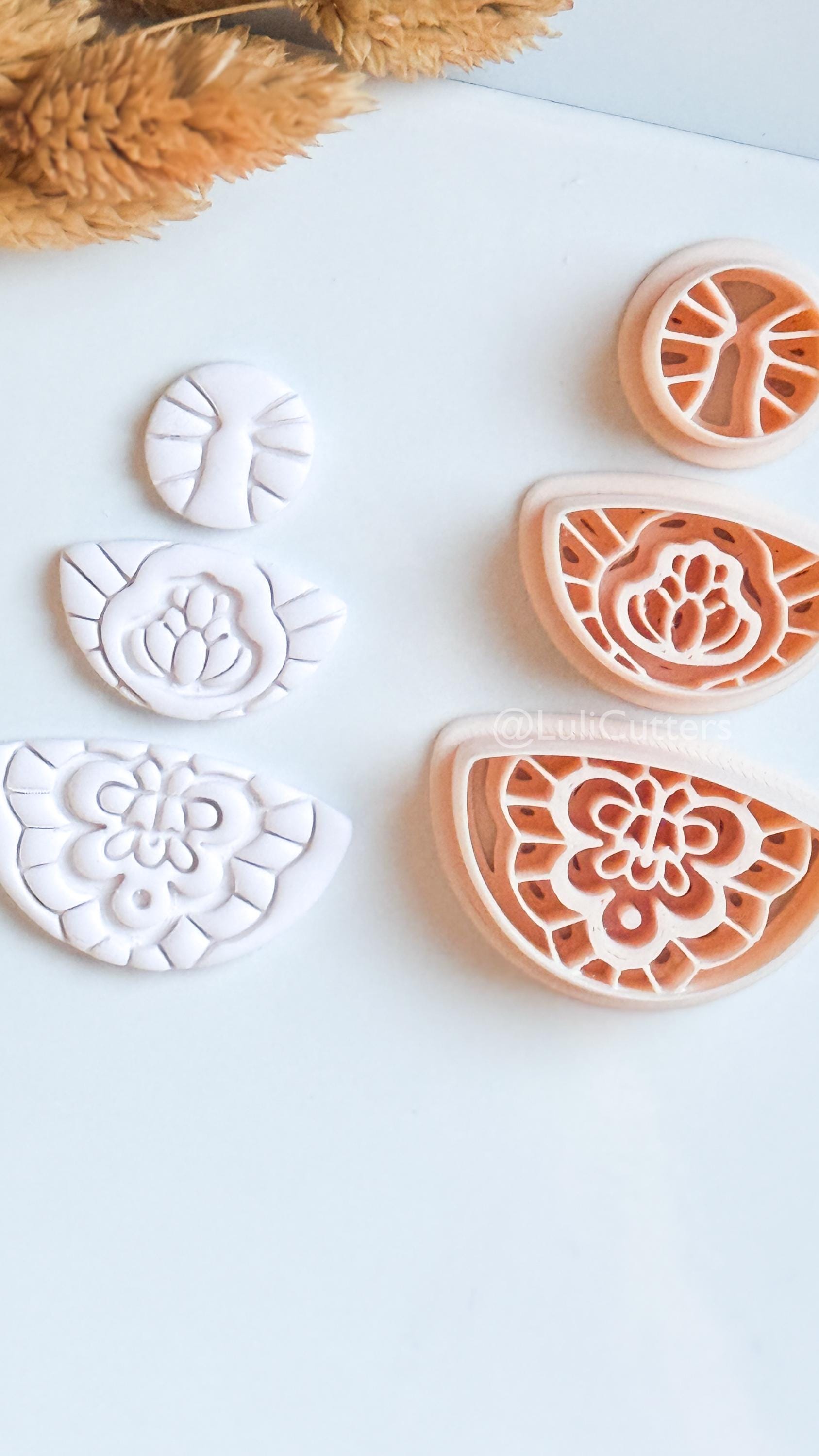 Floral Mandala Ornamental Clay Cutter Set – Decorative Polymer Clay Earring Cutters