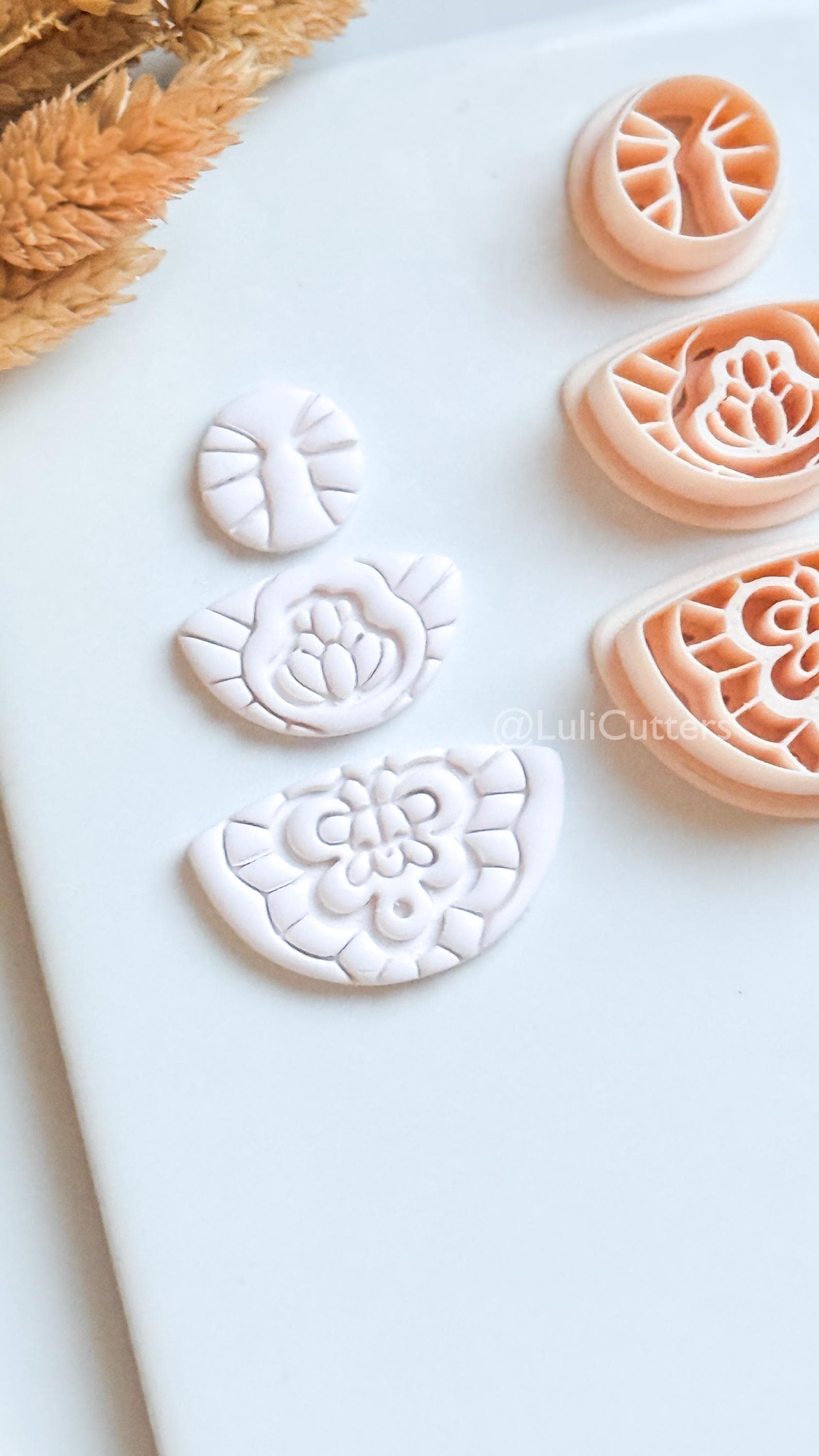 Floral Mandala Ornamental Clay Cutter Set – Decorative Polymer Clay Earring Cutters