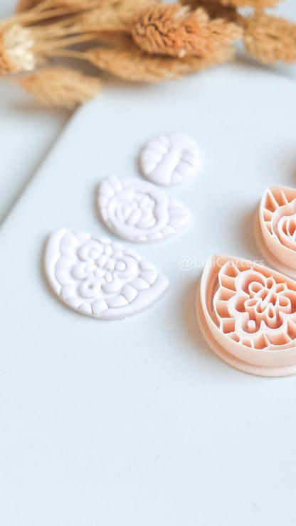 Floral Mandala Ornamental Clay Cutter Set – Decorative Polymer Clay Earring Cutters