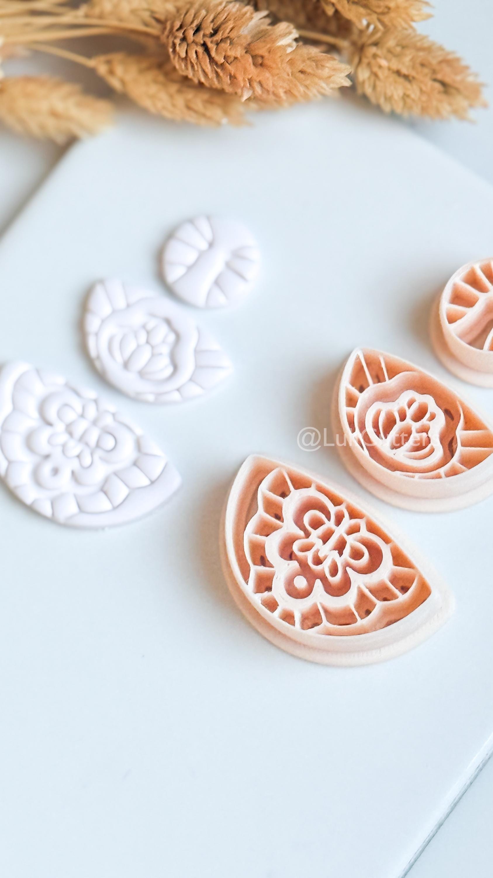 Floral Mandala Ornamental Clay Cutter Set – Decorative Polymer Clay Earring Cutters