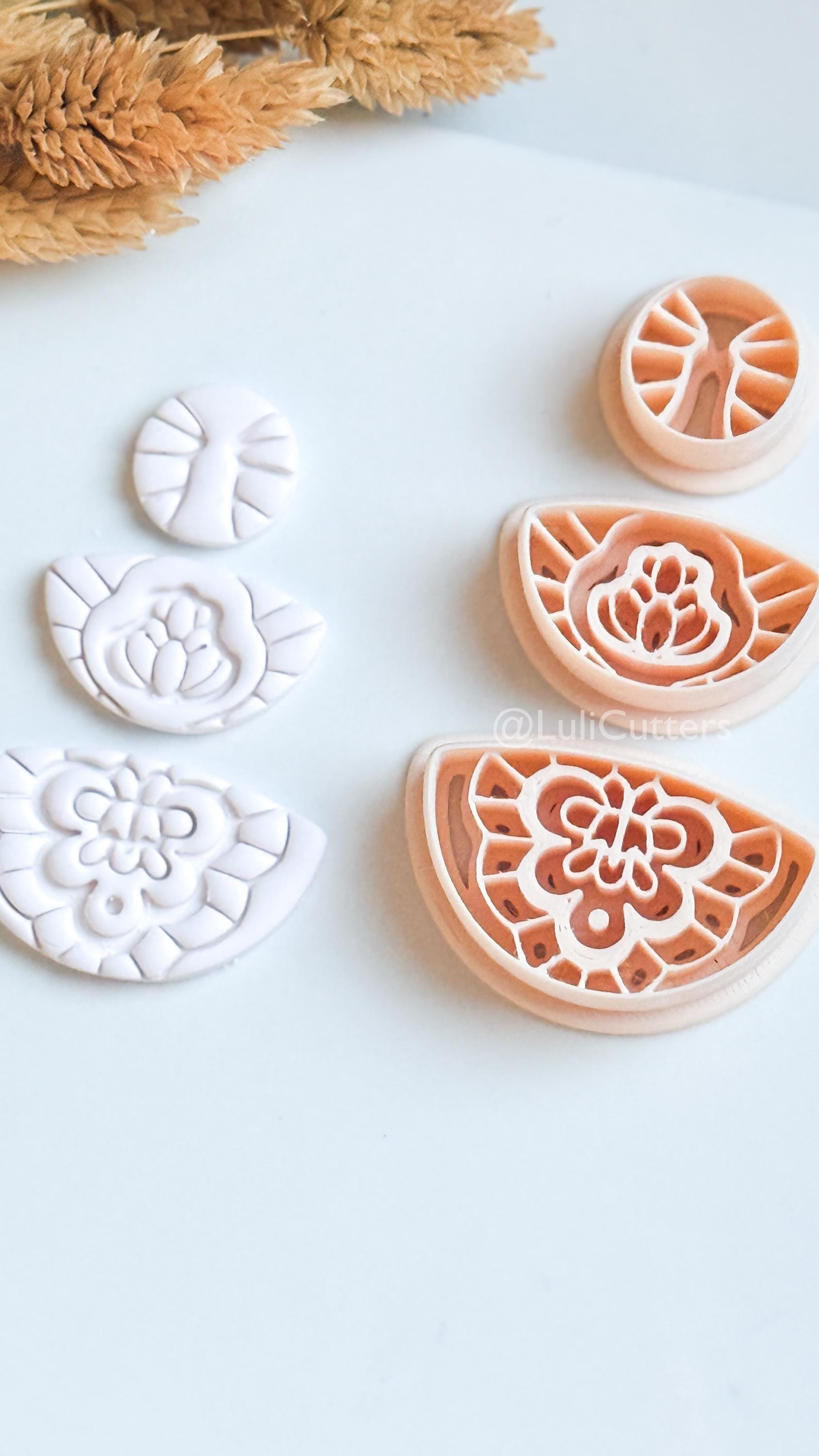Floral Mandala Ornamental Clay Cutter Set – Decorative Polymer Clay Earring Cutters