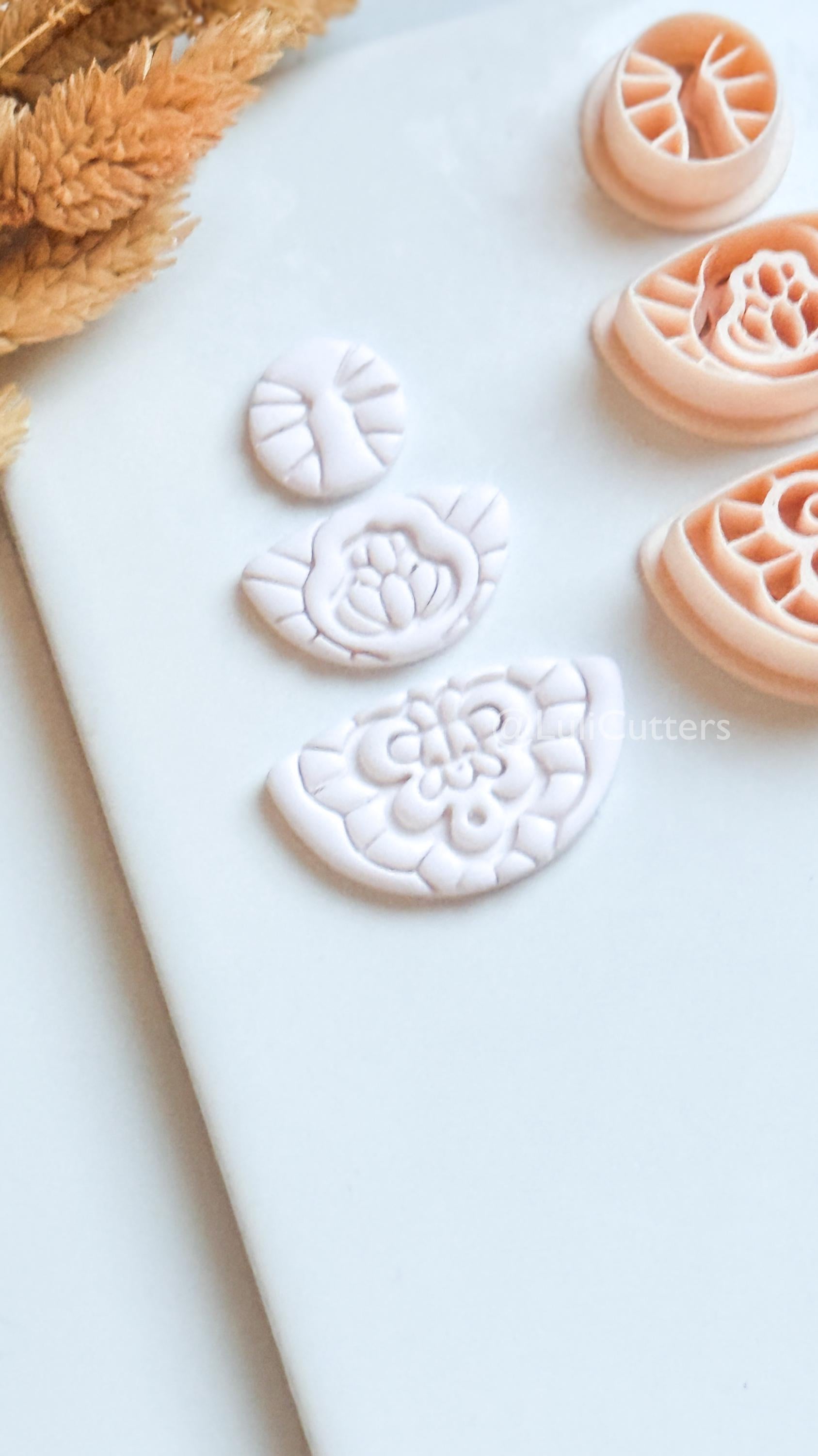 Floral Mandala Ornamental Clay Cutter Set – Decorative Polymer Clay Earring Cutters