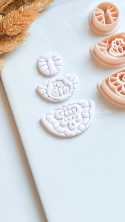 Floral Mandala Ornamental Clay Cutter Set – Decorative Polymer Clay Earring Cutters