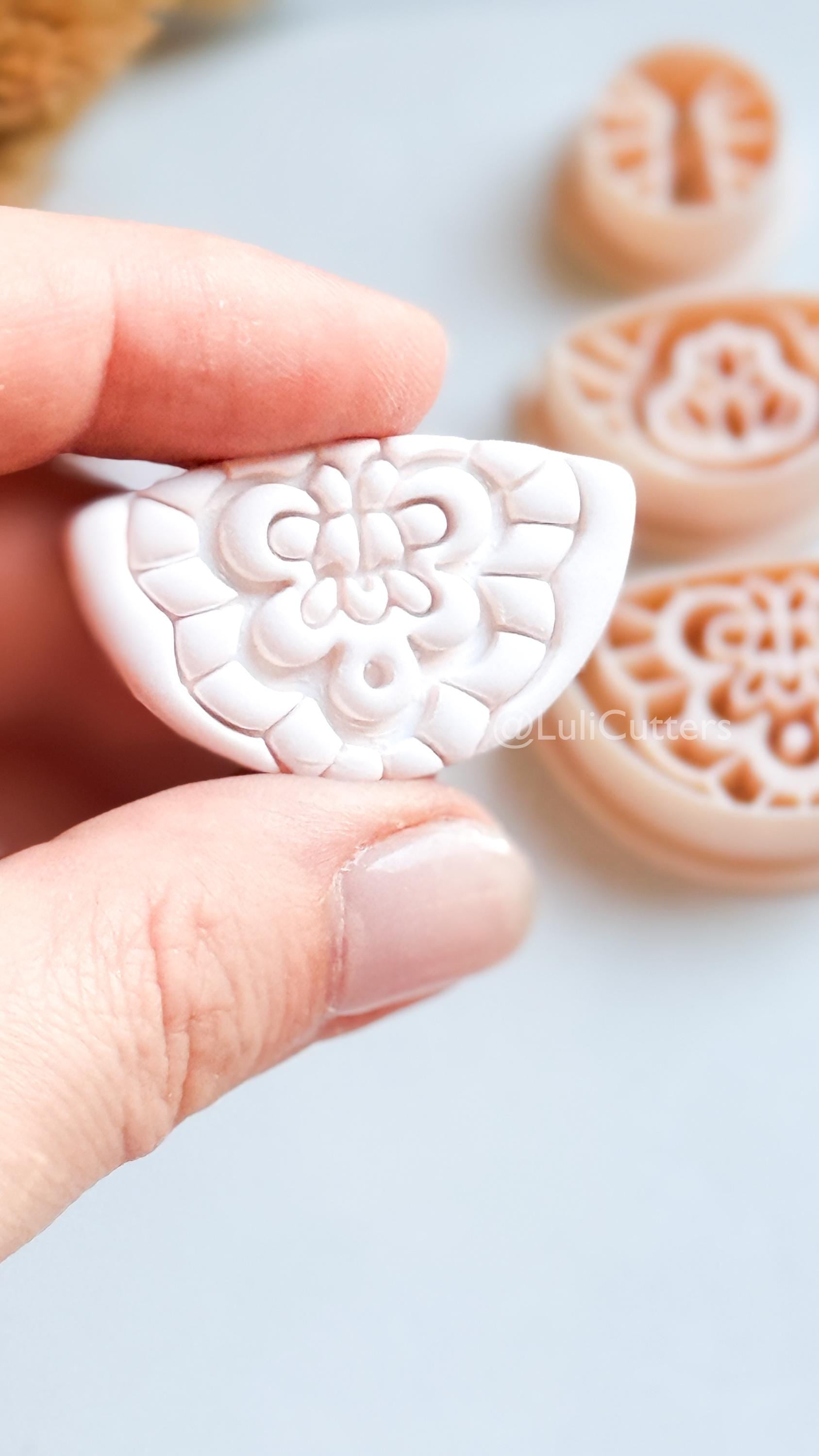 Floral Mandala Ornamental Clay Cutter Set – Decorative Polymer Clay Earring Cutters